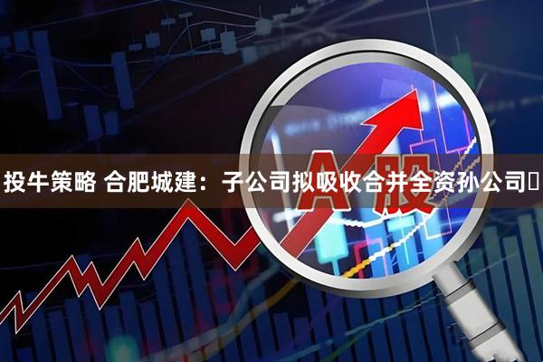 投牛策略 合肥城建：子公司拟吸收合并全资孙公司​