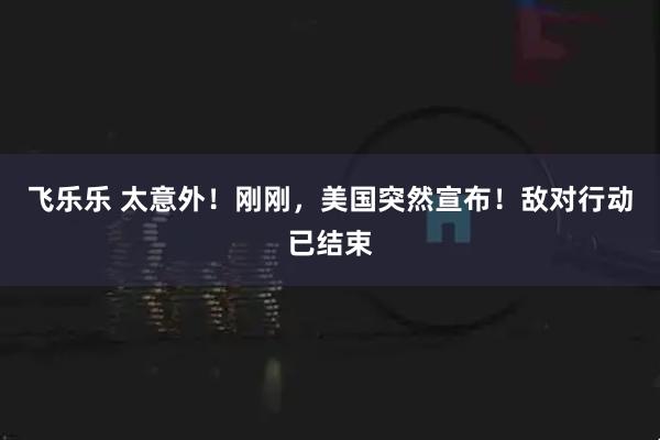 飞乐乐 太意外！刚刚，美国突然宣布！敌对行动已结束